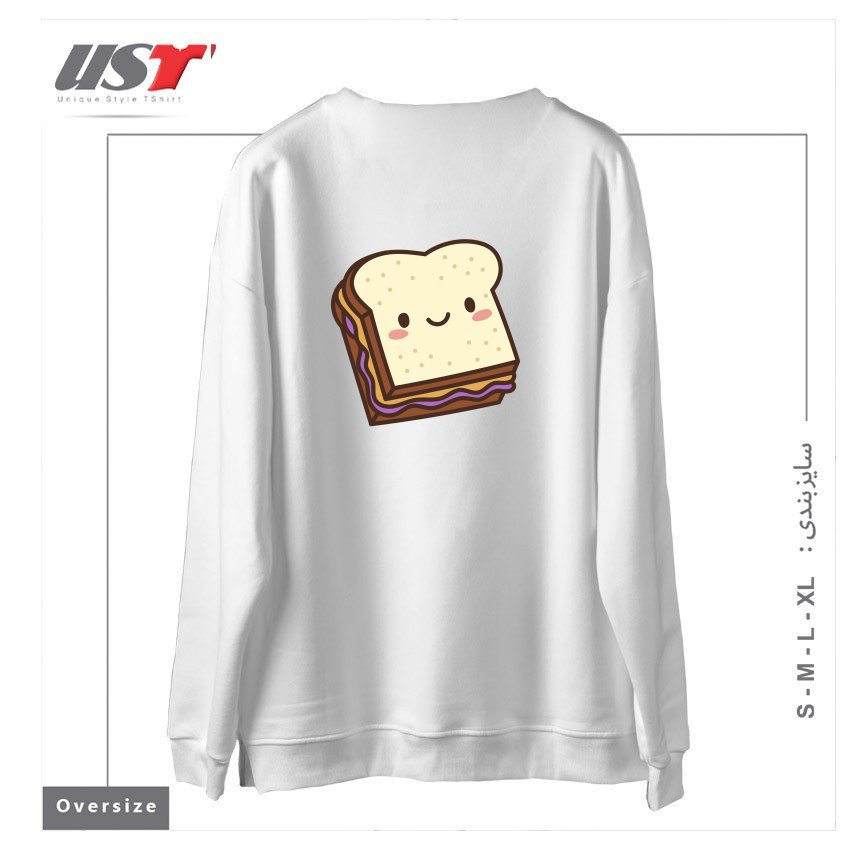 طرح KAWAII PB&J سوییشرت اورسایزرنگ سفید