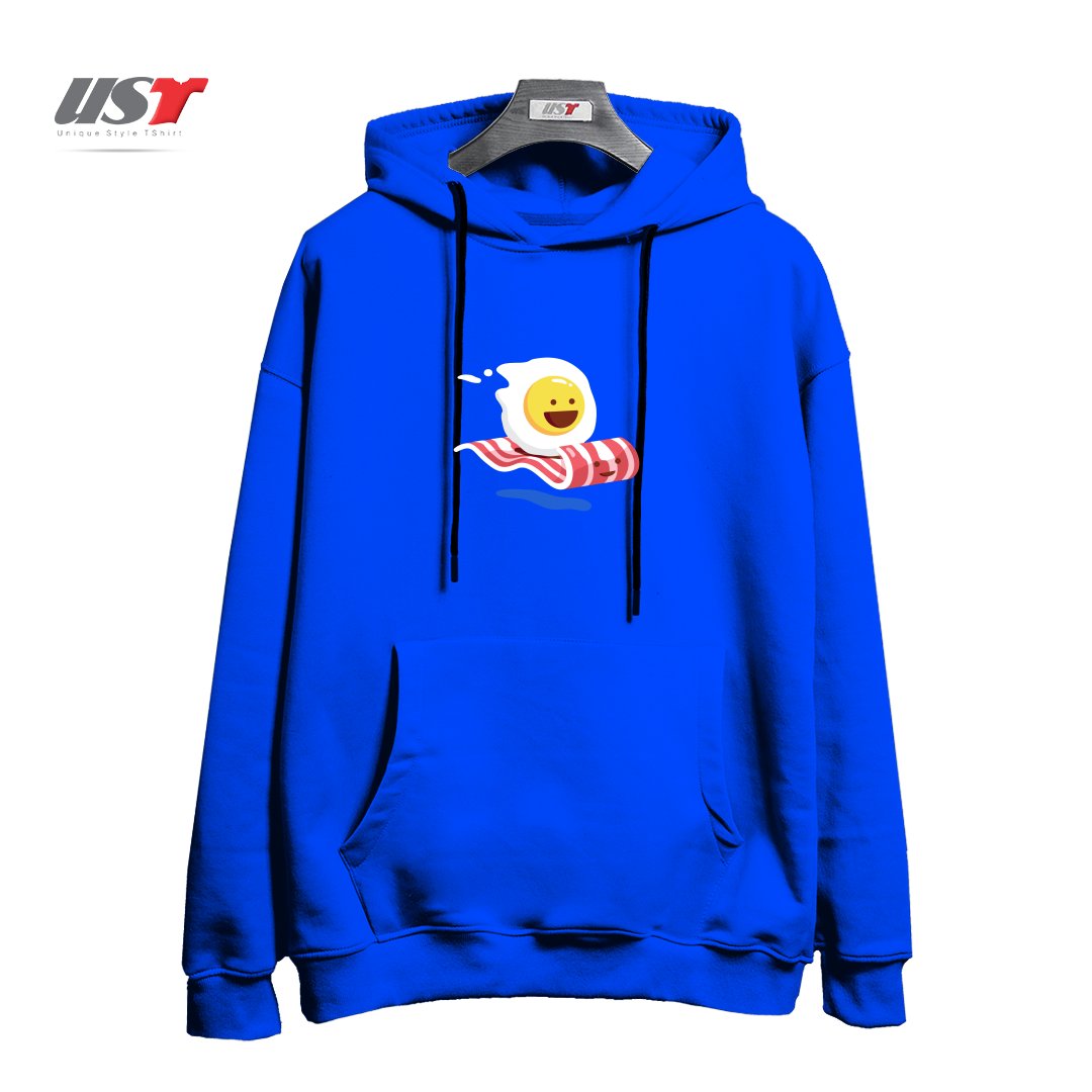 طرح MAGIC BACON RIDE1 هودی اورسایزرنگ آبی شالی