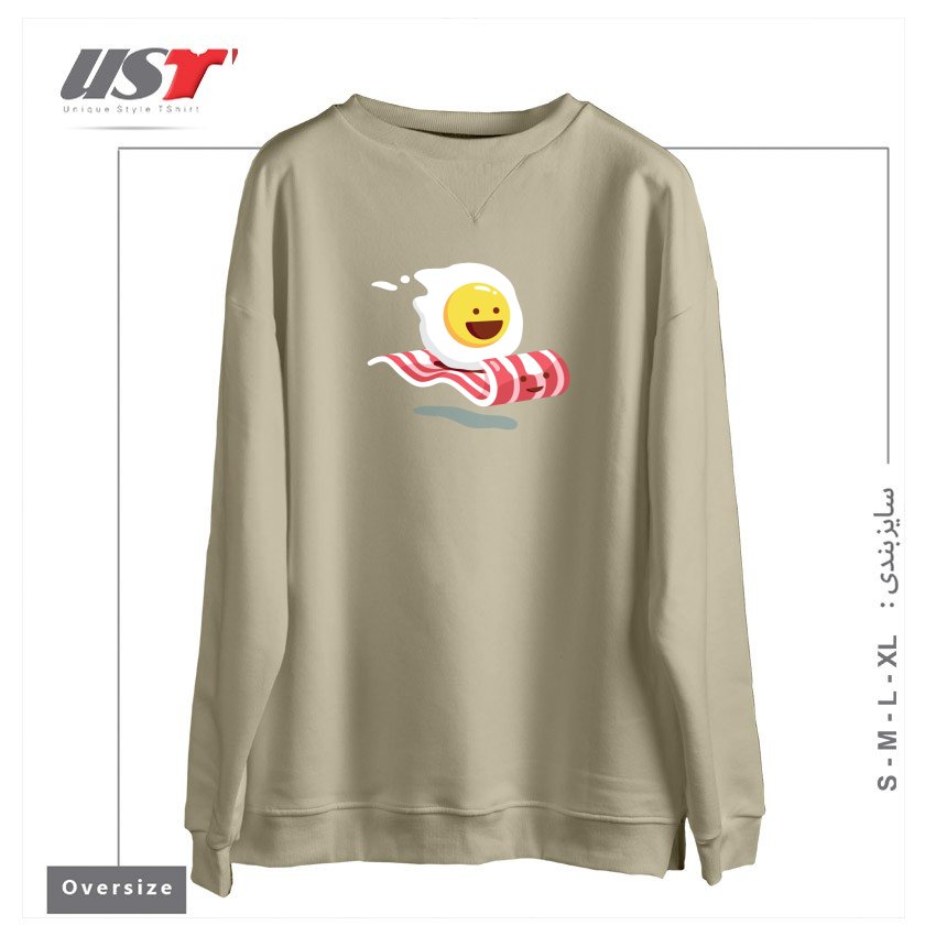 طرح MAGIC BACON RIDE1 سوییشرت اورسایزرنگ نخودی