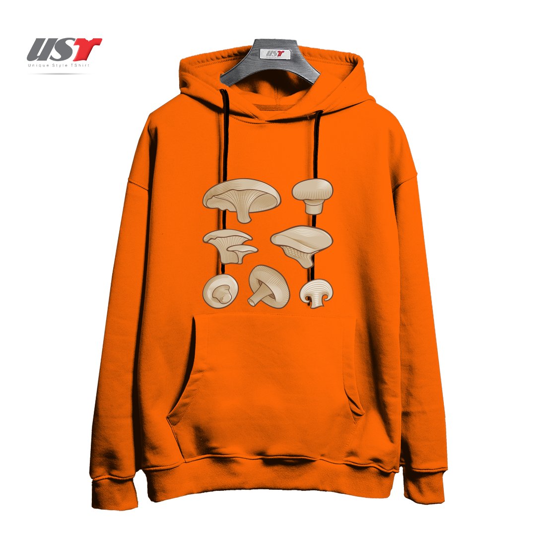 هودی اورسایز طرح WOODCUT MUSHROOMS