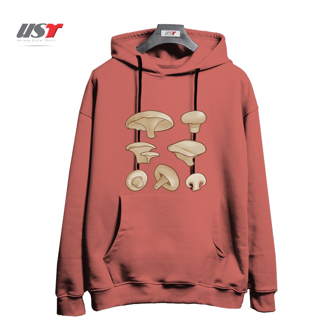 هودی اورسایز طرح WOODCUT MUSHROOMS