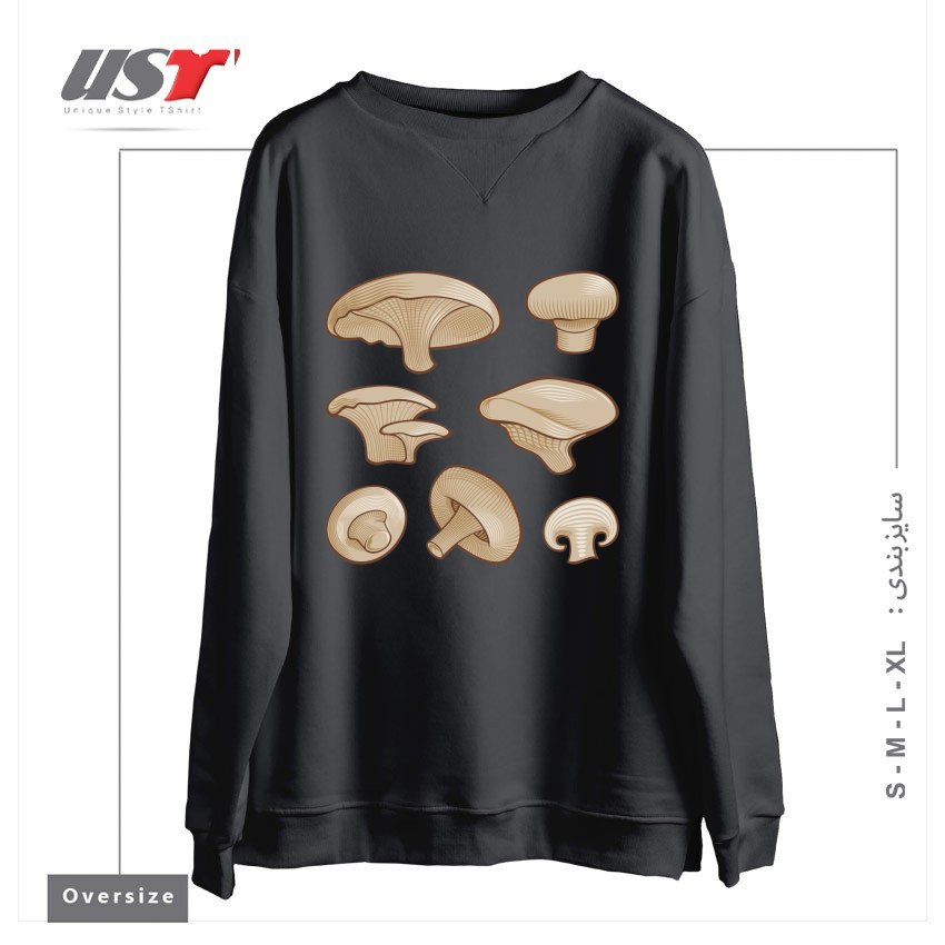 سوییشرت اورسایز طرح WOODCUT MUSHROOMS