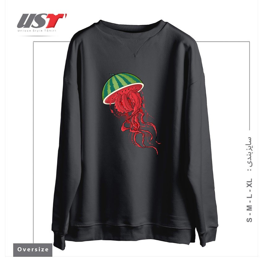 طرح WATERJELLYMELON سوییشرت اورسایزرنگ دودی