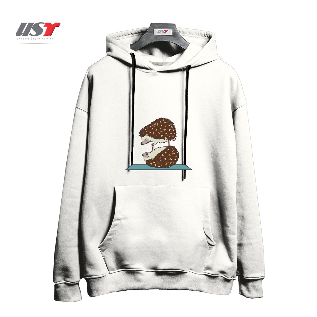 طرح ACROYOGA HEDGEHOG هودی اورسایزرنگ سفید