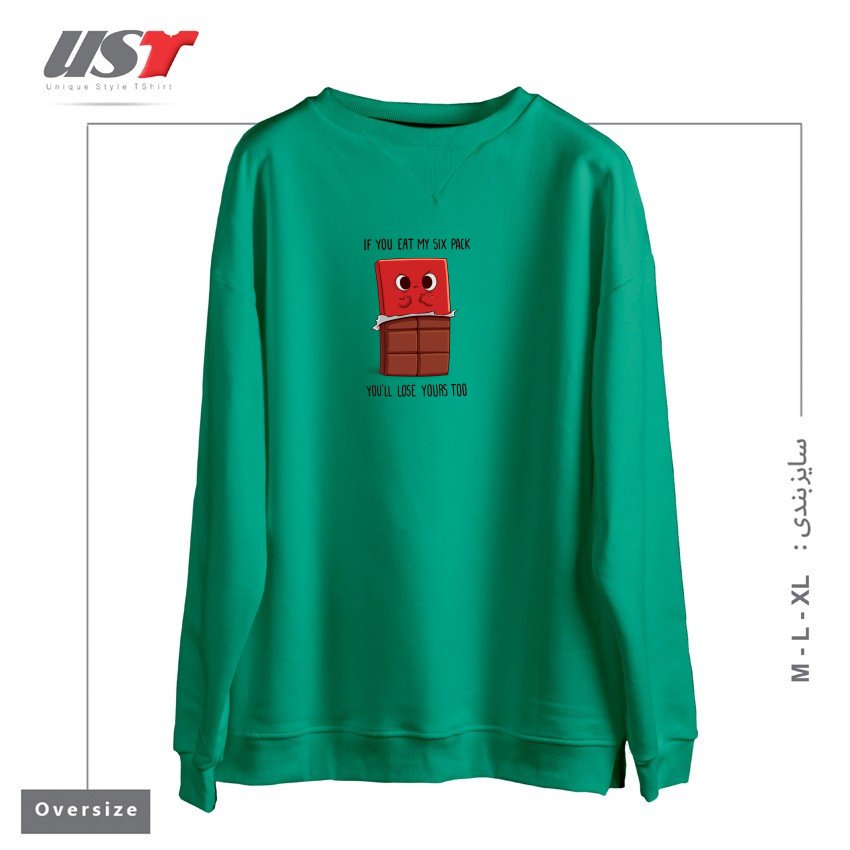 طرح SWEET THREAT سوییشرت اورسایزرنگ سبز سدری