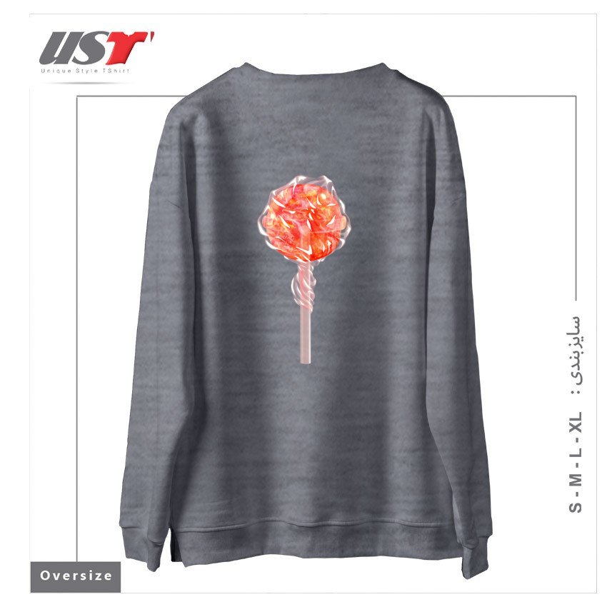 طرح SUNSHINE SUCKER سوییشرت اورسایزرنگ طوسی ملانژ