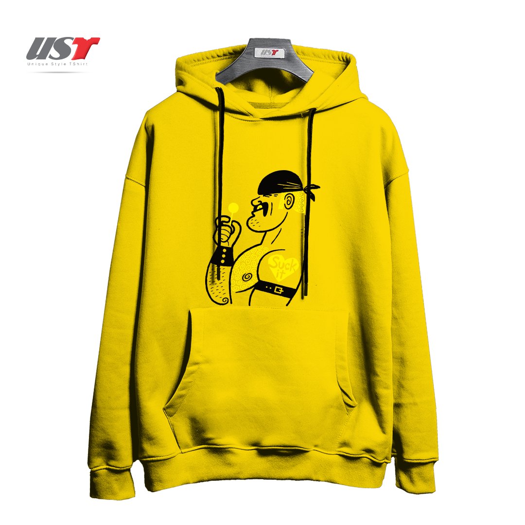 طرح SUGAR DADDY هودی اورسایزرنگ زرد