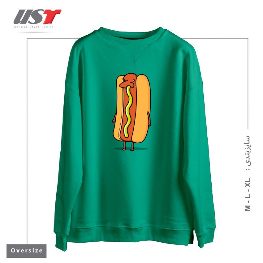 طرح SNOT DOG!3 سوییشرت اورسایزرنگ سبز سدری