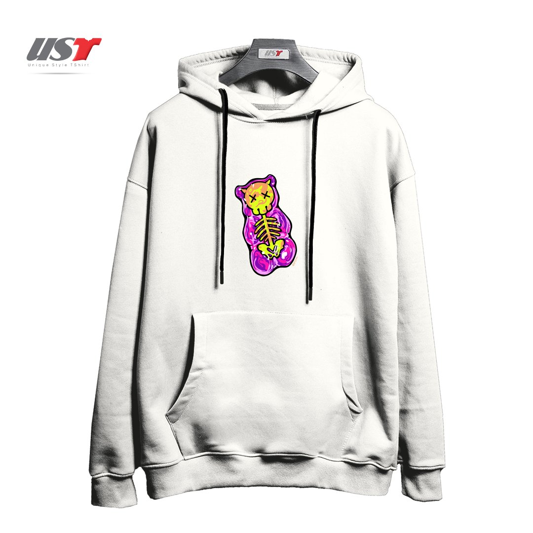 طرح SCUMMY BEAR (PINK) هودی اورسایزرنگ سفید