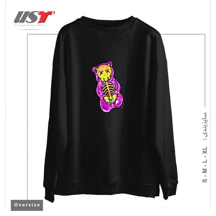 طرح SCUMMY BEAR (PINK) سوییشرت اورسایزرنگ مشکی