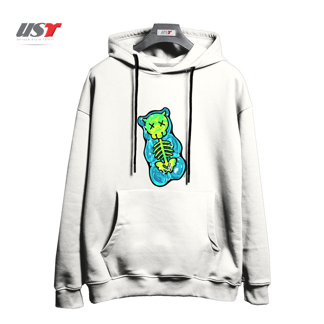 طرح SCUMMY BEAR (BLUE) هودی اورسایزرنگ سفید