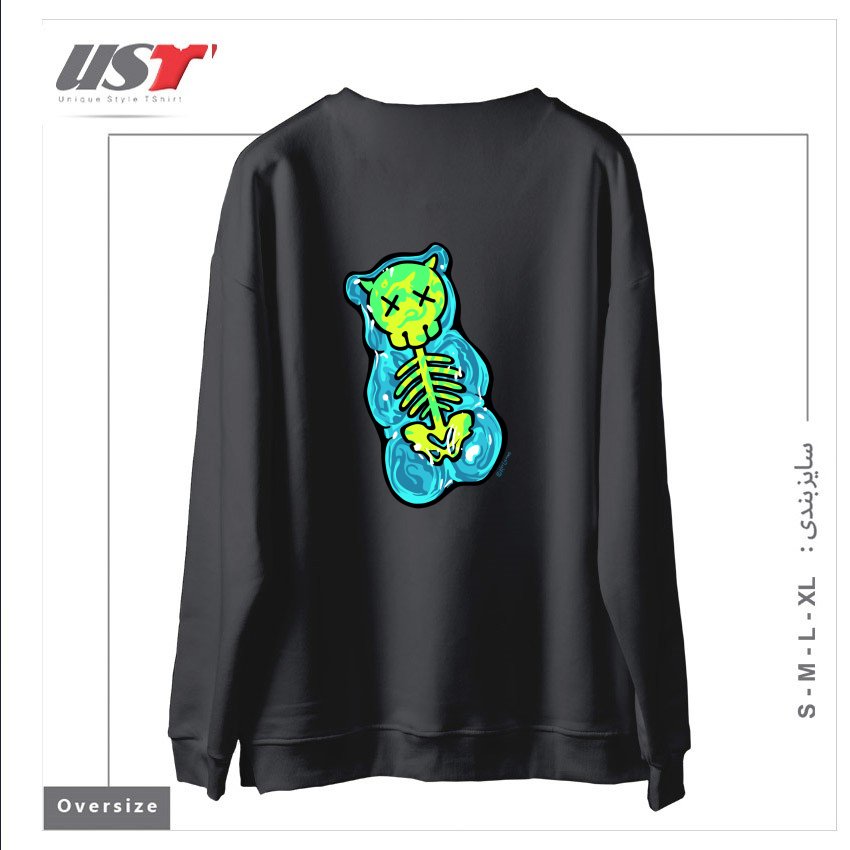 طرح SCUMMY BEAR (BLUE) سوییشرت اورسایزرنگ دودی