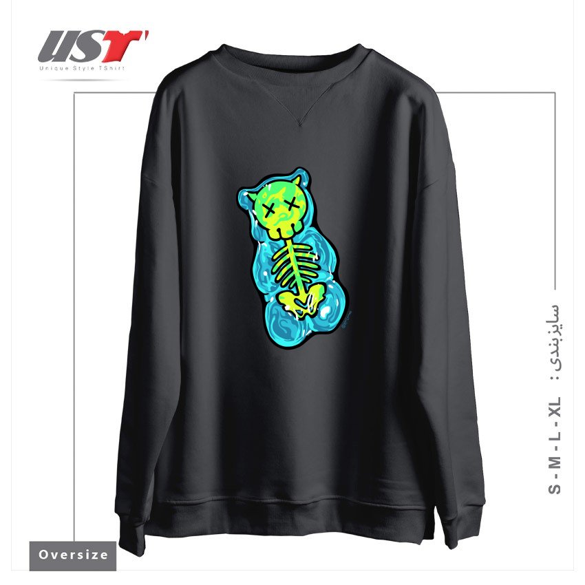 طرح SCUMMY BEAR (BLUE) سوییشرت اورسایزرنگ دودی
