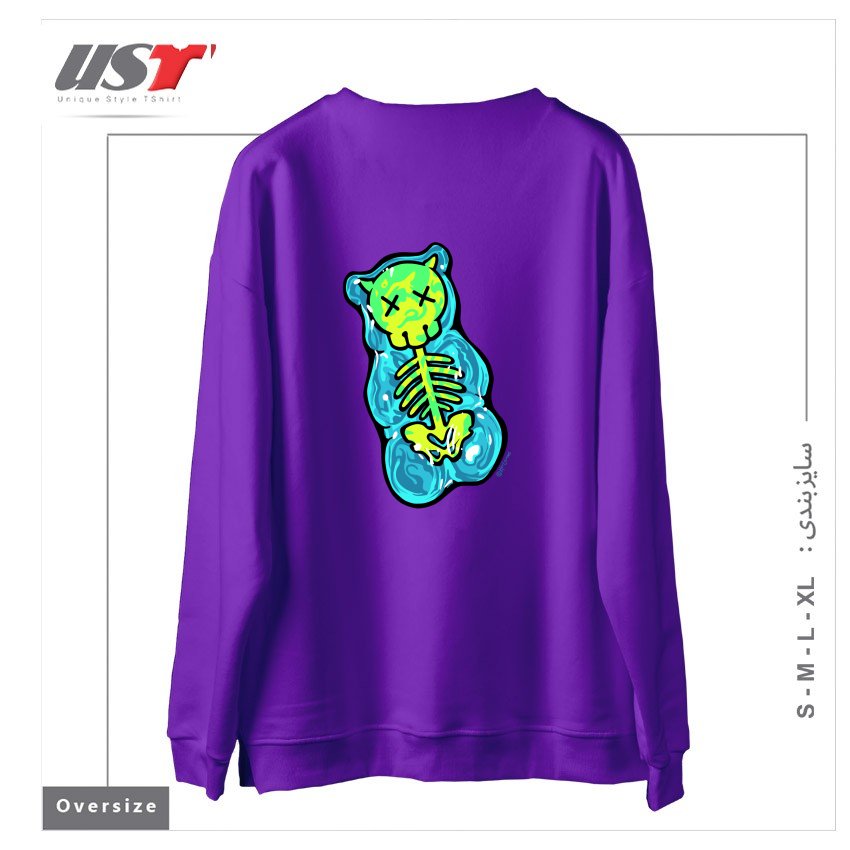 طرح SCUMMY BEAR (BLUE) سوییشرت اورسایزرنگ بنفش