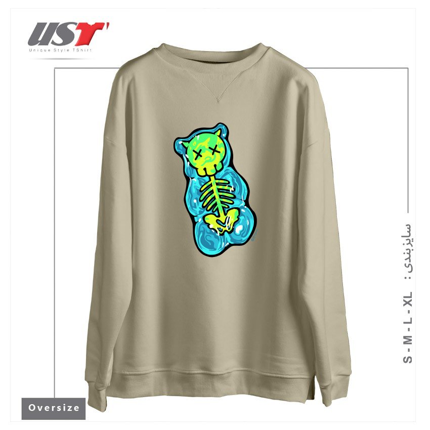 طرح SCUMMY BEAR (BLUE) سوییشرت اورسایزرنگ نخودی