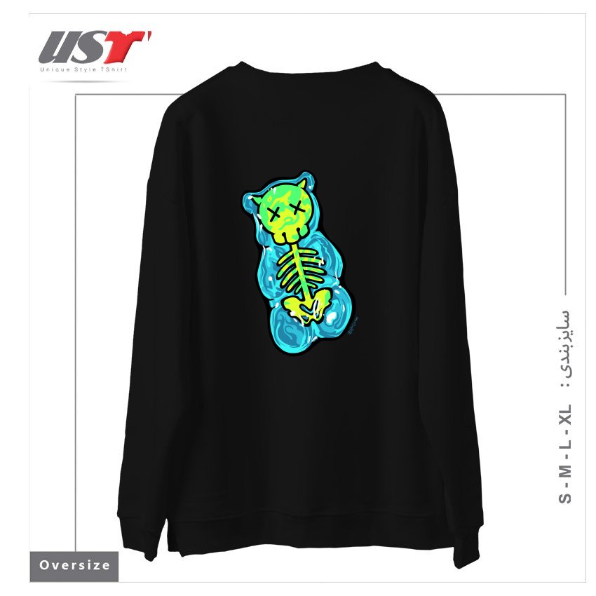 طرح SCUMMY BEAR (BLUE) سوییشرت اورسایزرنگ مشکی