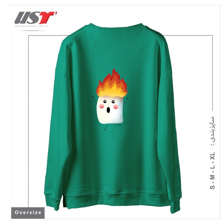 طرح RUNNING FAST سوییشرت اورسایزرنگ سبز سدری