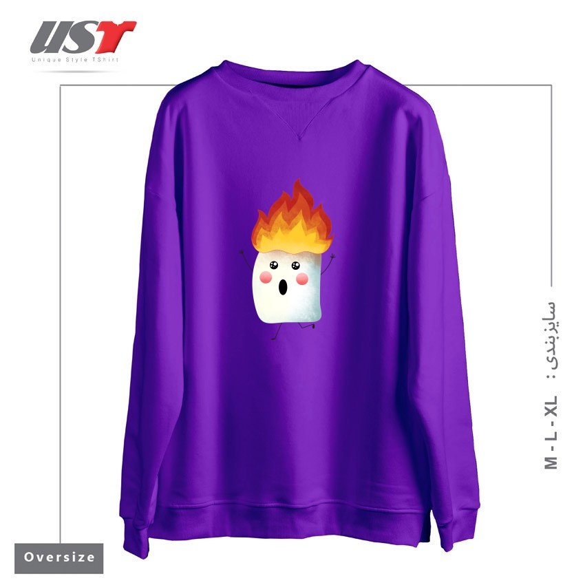 طرح RUNNING FAST سوییشرت اورسایزرنگ بنفش