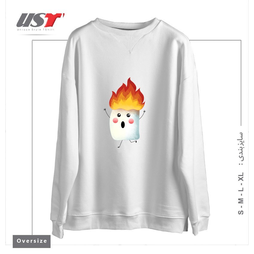 طرح RUNNING FAST سوییشرت اورسایزرنگ سفید