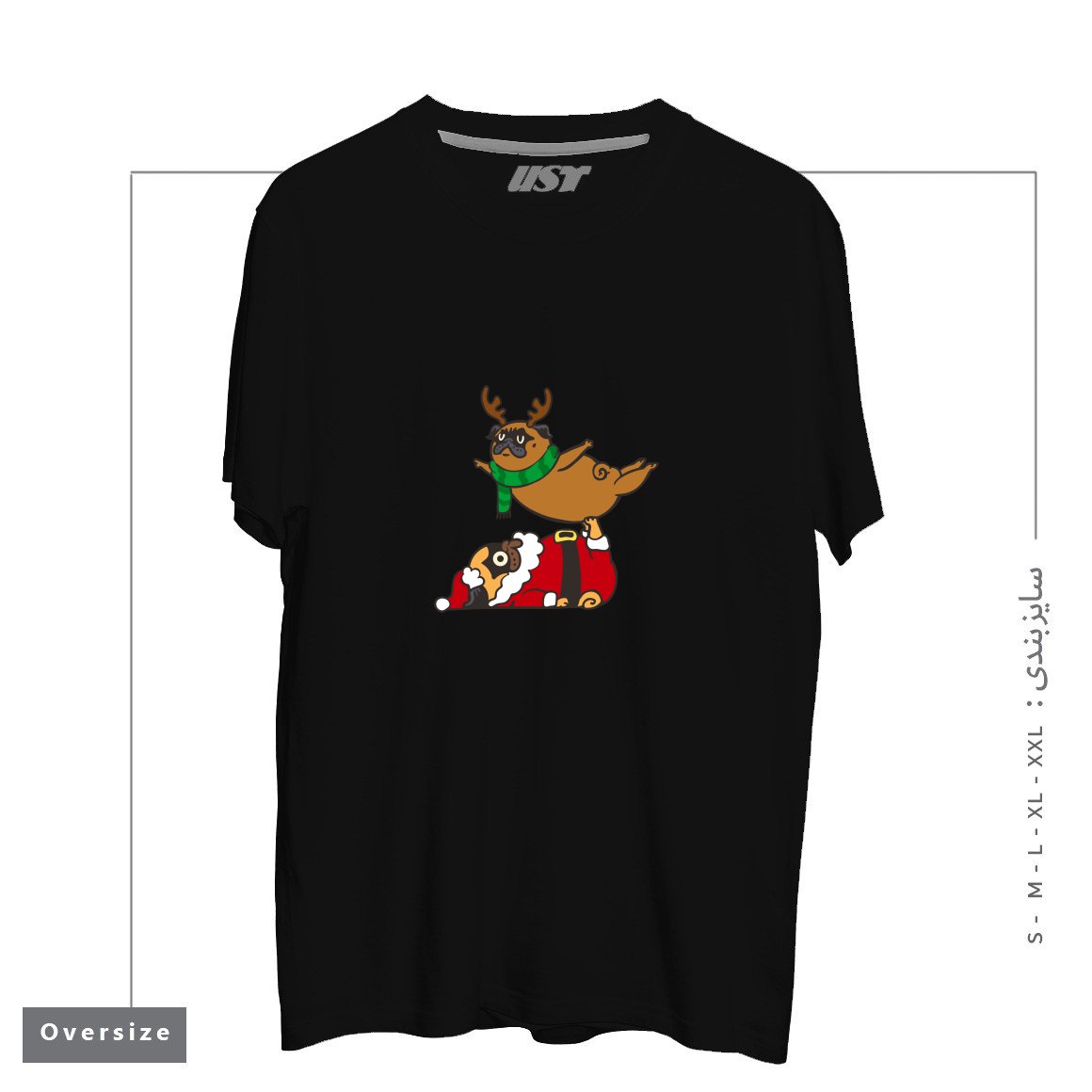 تیشرت اورسایز طرح ACROYOGA PUGS XMAS
