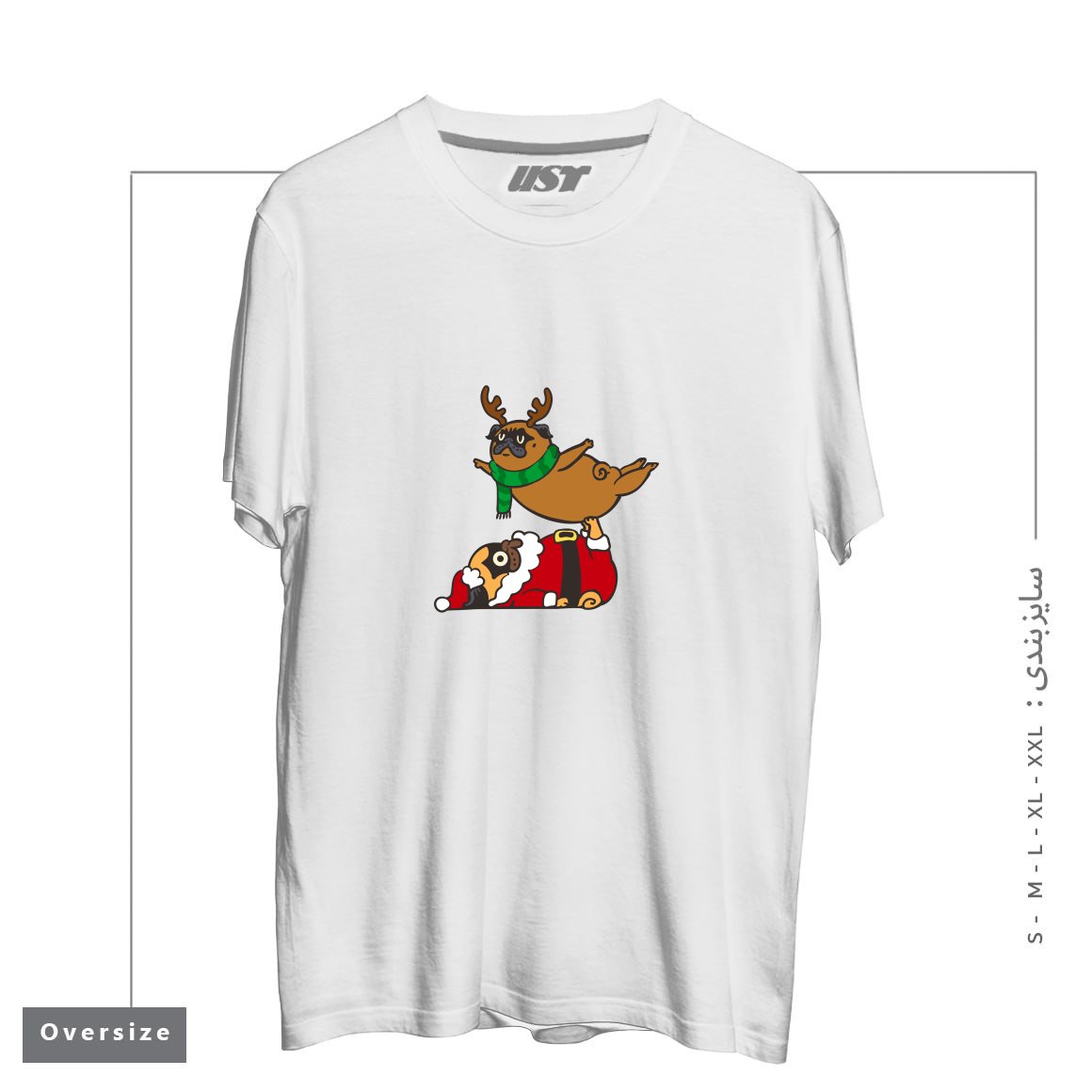 تیشرت اورسایز طرح ACROYOGA PUGS XMAS