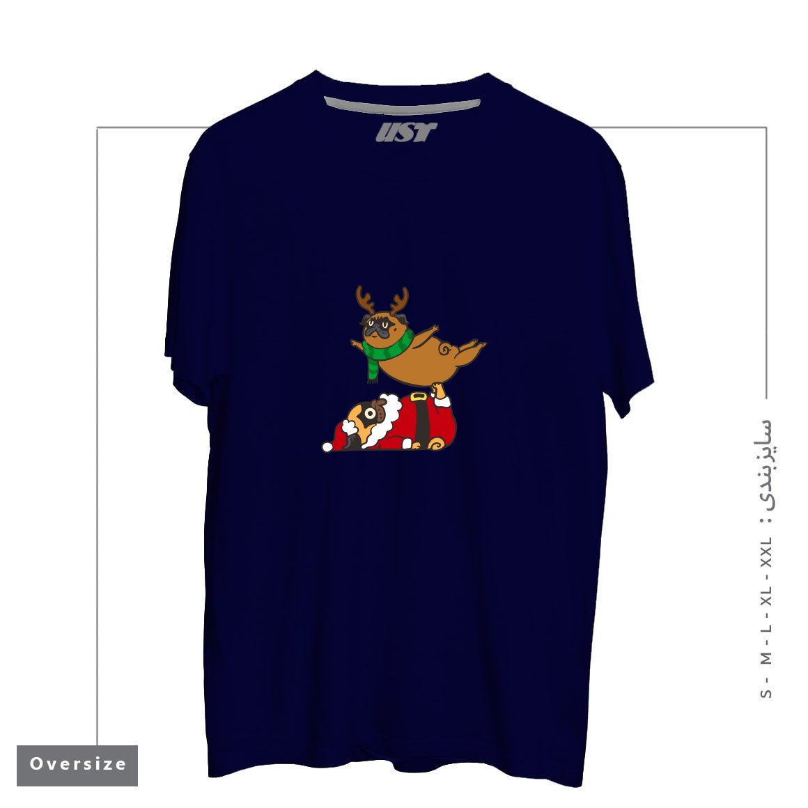 تیشرت اورسایز طرح ACROYOGA PUGS XMAS