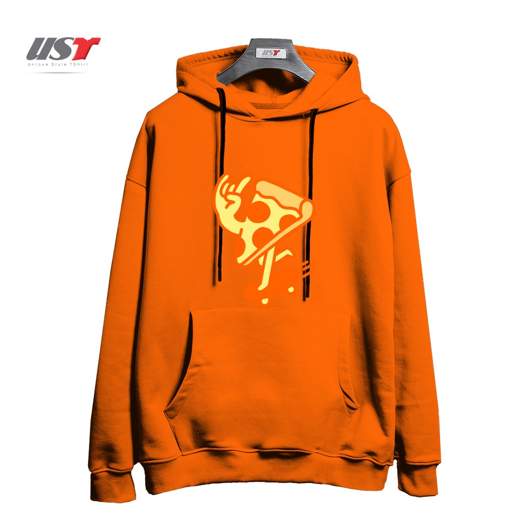 طرح RAD PIZZA هودی اورسایزرنگ نارنجی