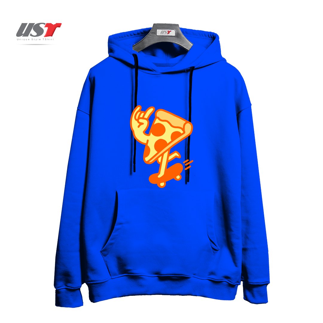 طرح RAD PIZZA هودی اورسایزرنگ آبی شالی