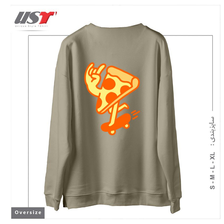 طرح RAD PIZZA سوییشرت اورسایزرنگ نخودی