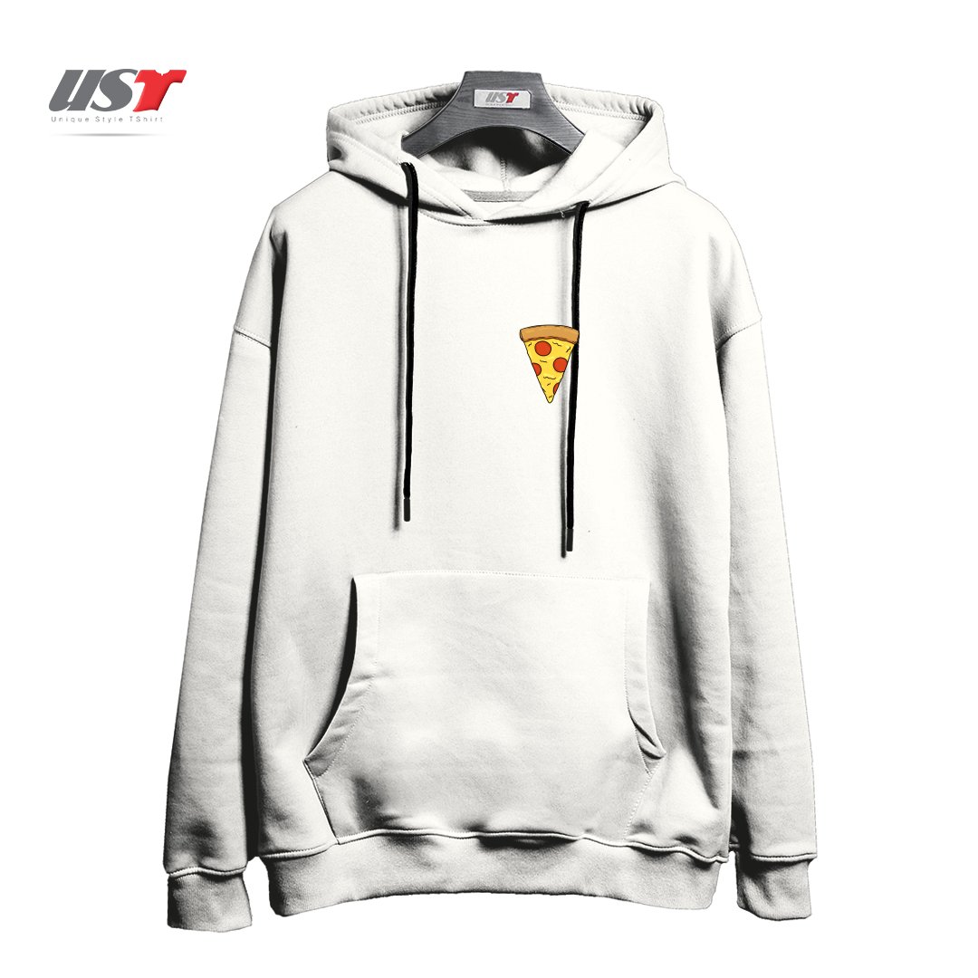 طرح PIZZA هودی اورسایزرنگ سفید