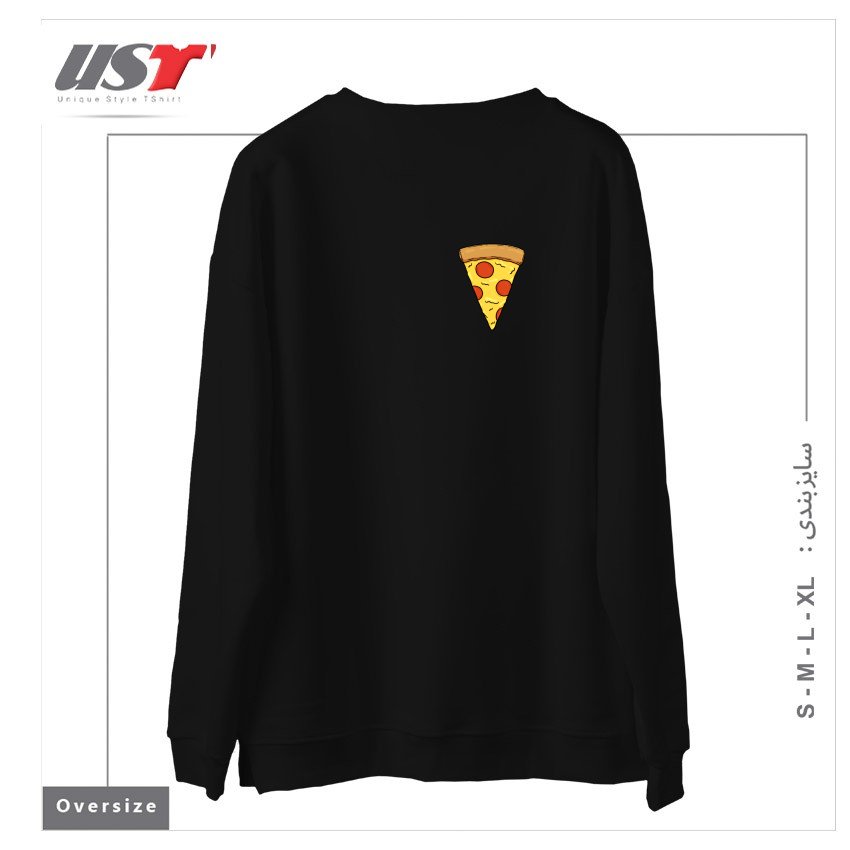 طرح PIZZA سوییشرت اورسایزرنگ مشکی