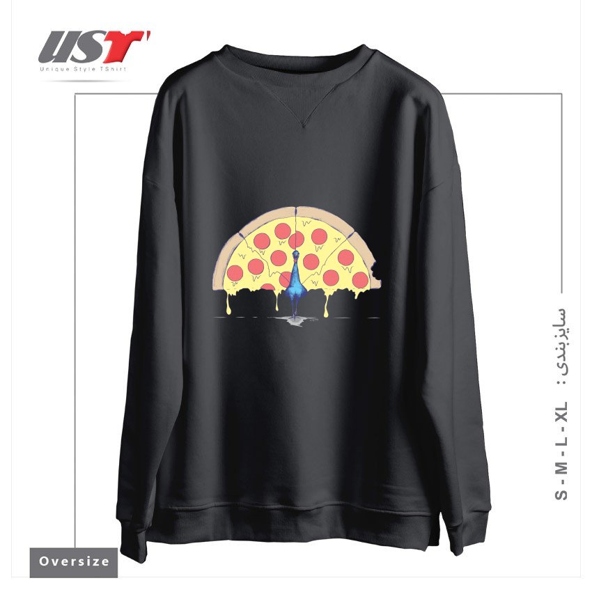 سوییشرت اورسایز طرح PIZZA PEACOCK2