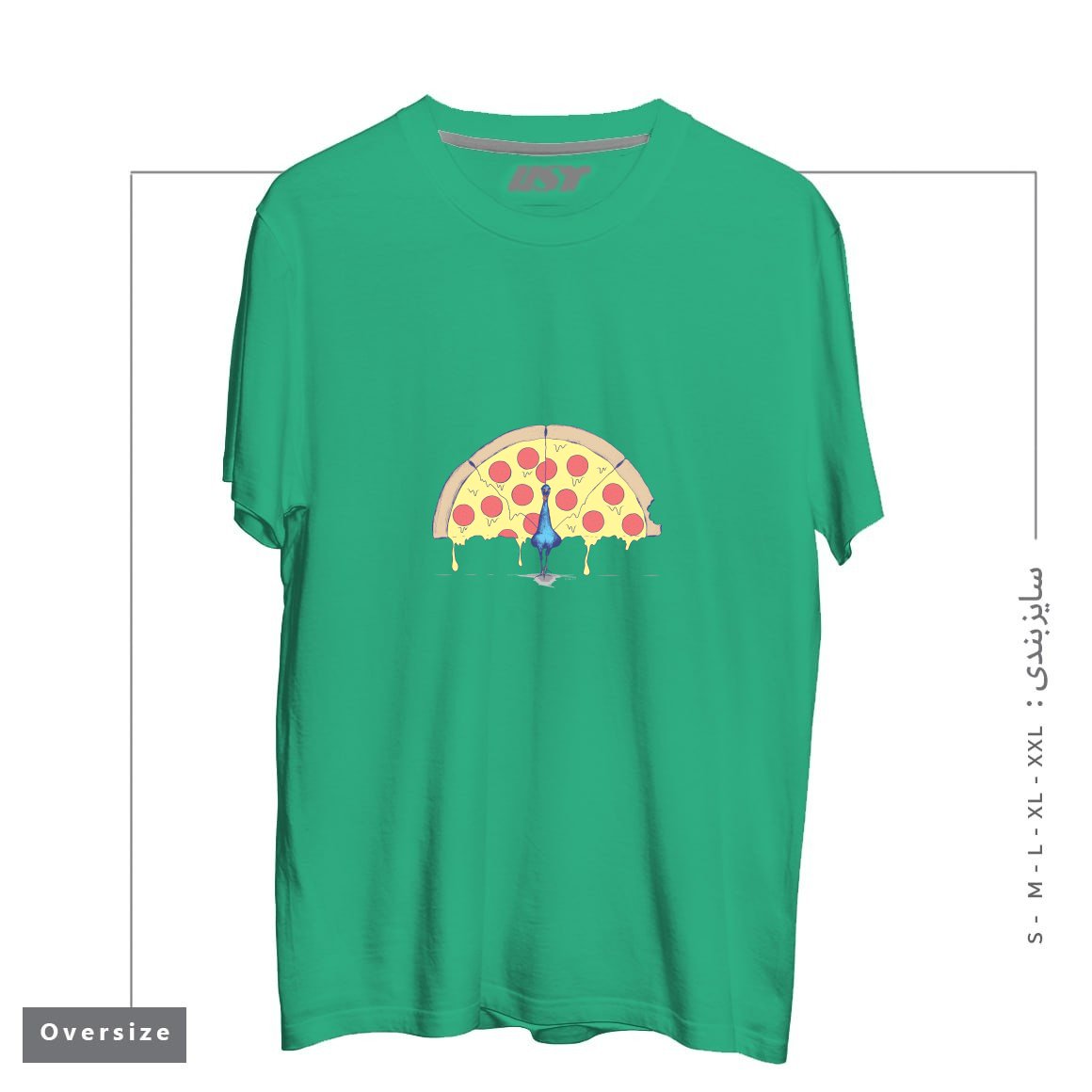 تیشرت اورسایز طرح PIZZA PEACOCK2