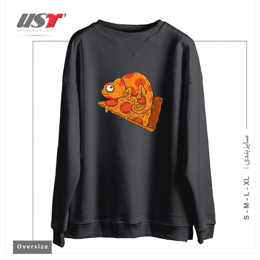 سوییشرت اورسایز طرح PIZZA CHAMELEON