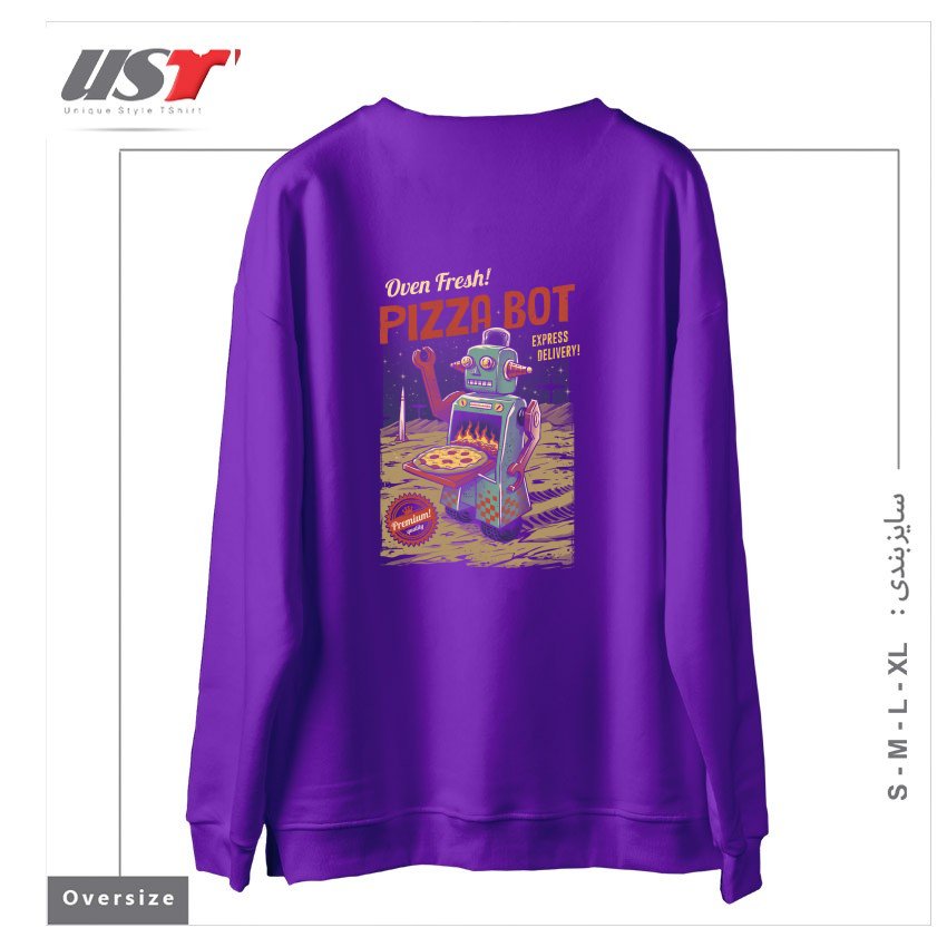 طرح PIZZA BOT سوییشرت اورسایزرنگ بنفش