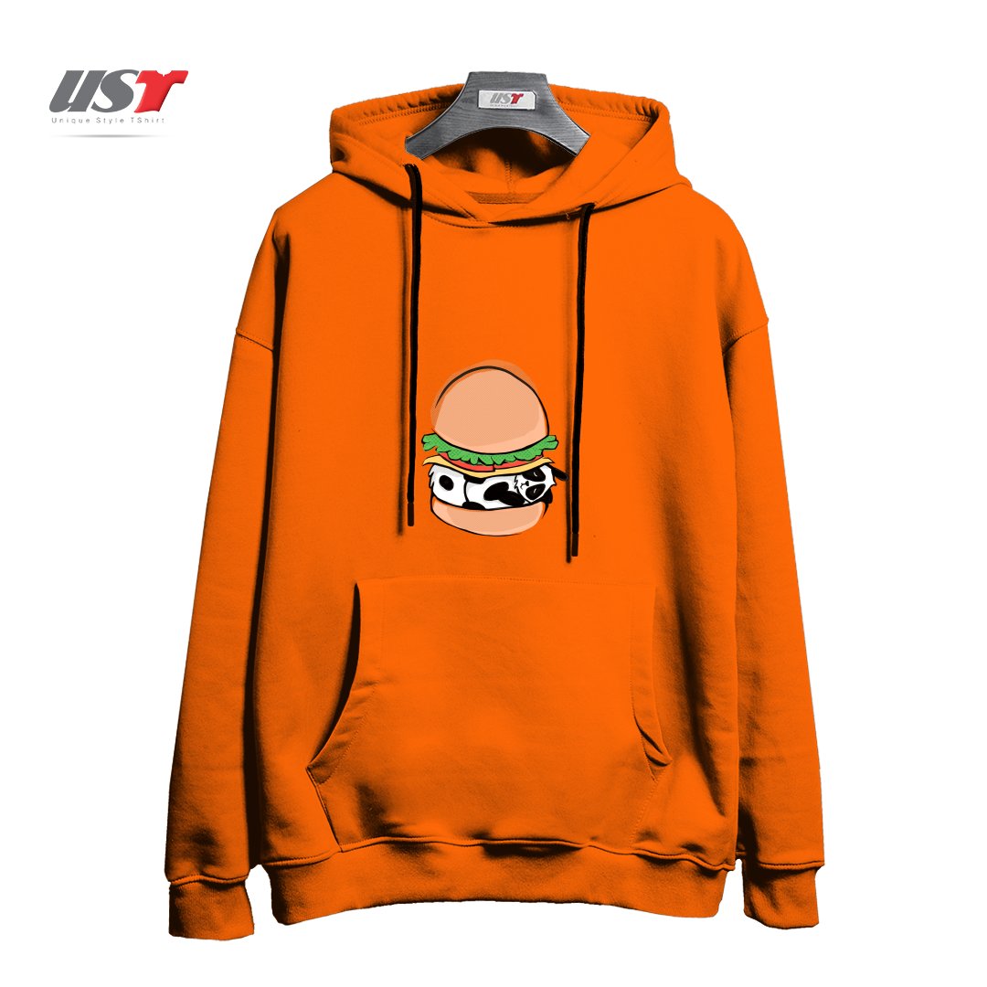 طرح PANDA BURGER هودی اورسایزرنگ نارنجی
