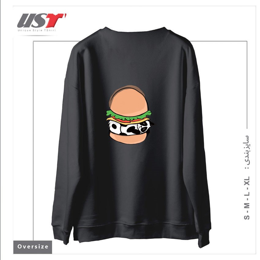 طرح PANDA BURGER سوییشرت اورسایزرنگ دودی