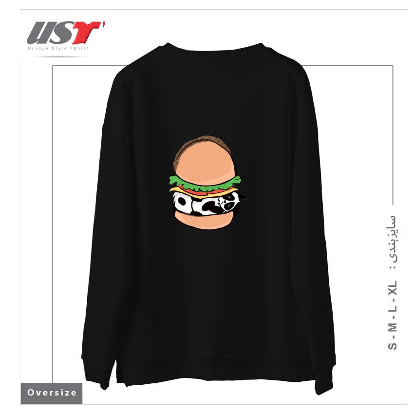 طرح PANDA BURGER سوییشرت اورسایزرنگ مشکی