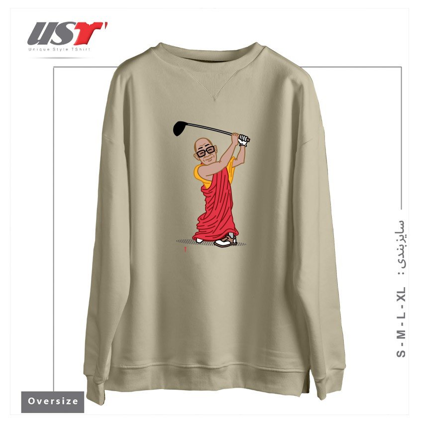 طرح BIG HITTER سوییشرت اورسایزرنگ نخودی