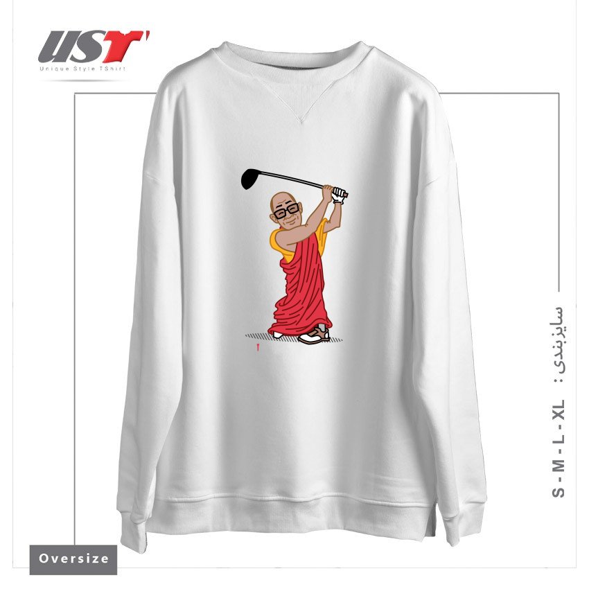 طرح BIG HITTER سوییشرت اورسایزرنگ سفید