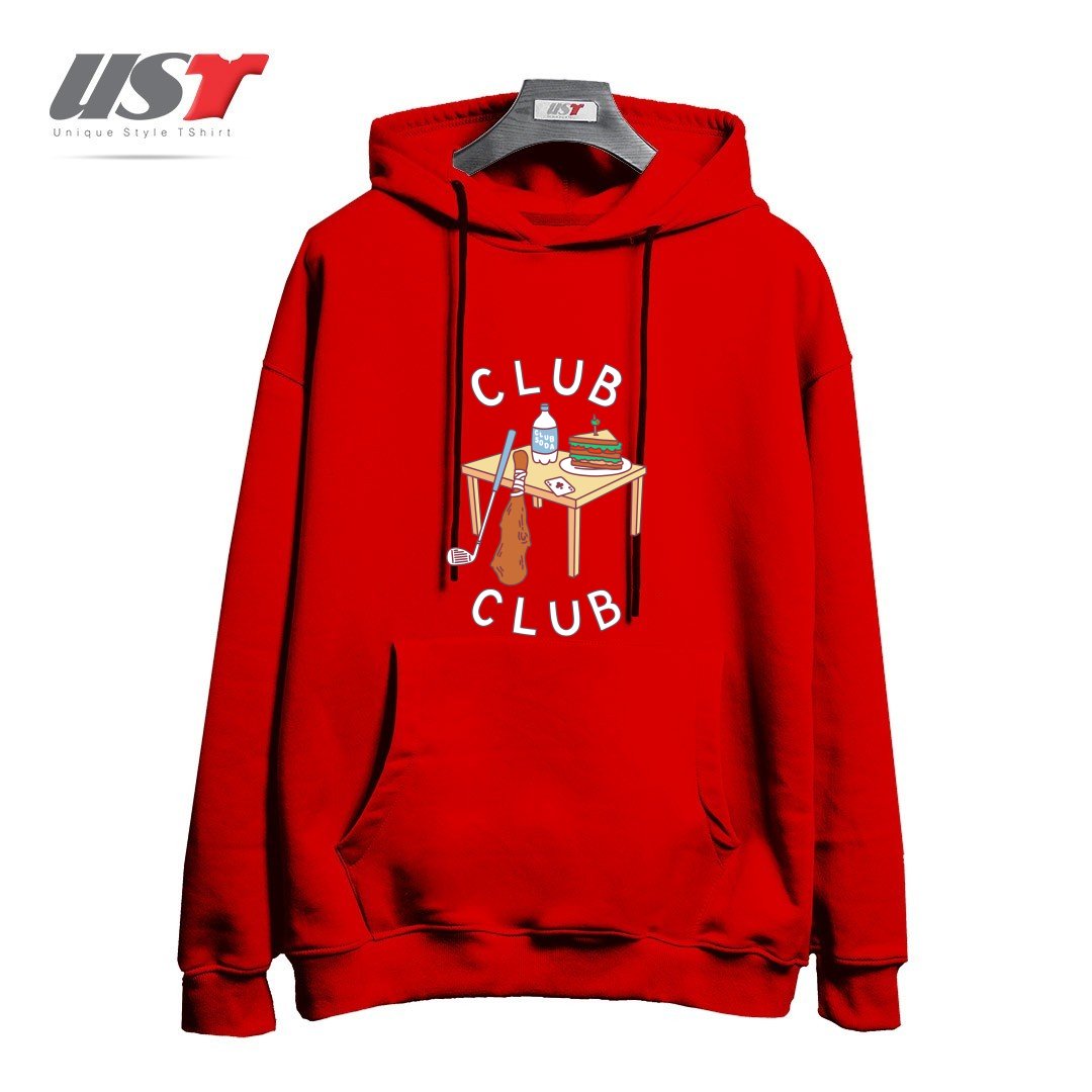 طرح CLUB CLUB هودی اورسایزرنگ قرمز