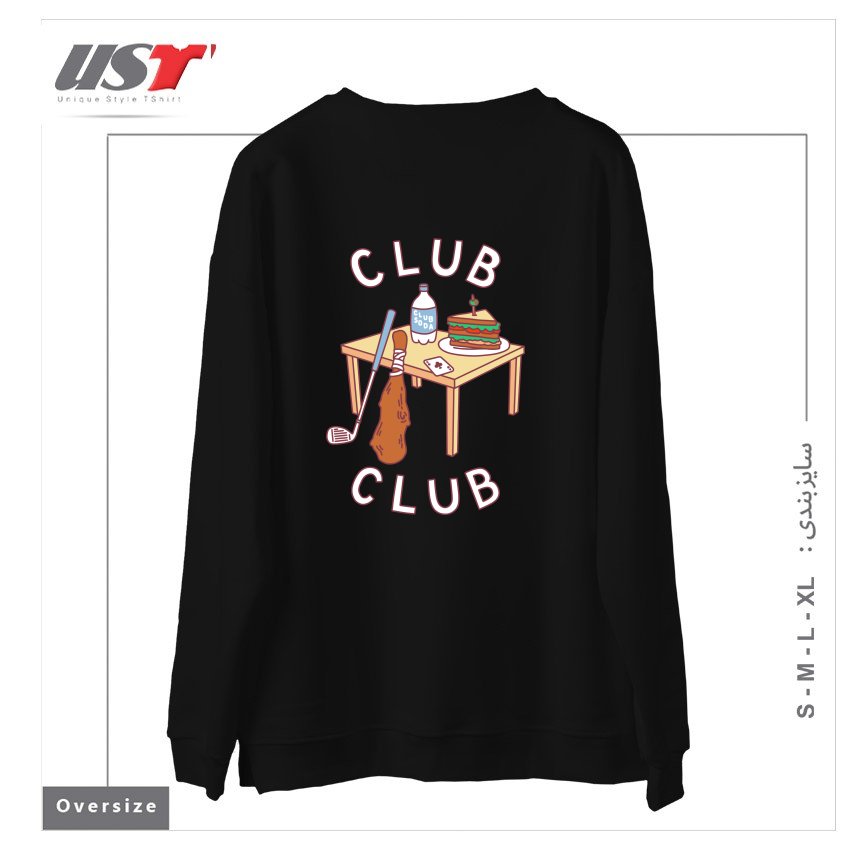 طرح CLUB CLUB سوییشرت اورسایزرنگ مشکی