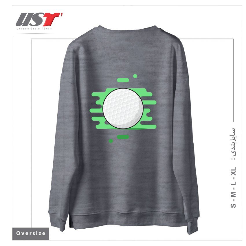 طرح GOLF BALL سوییشرت اورسایزرنگ طوسی ملانژ
