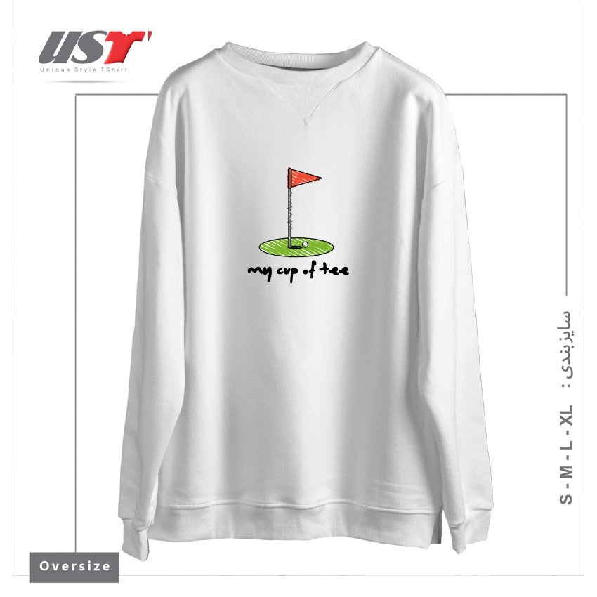 طرح TEE ANYONE! سوییشرت اورسایزرنگ سفید