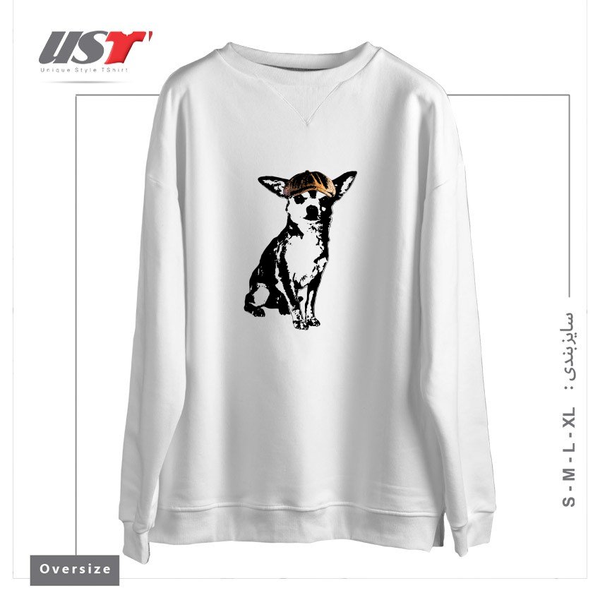 طرح LI'L TOUGH GUY1 سوییشرت اورسایزرنگ سفید