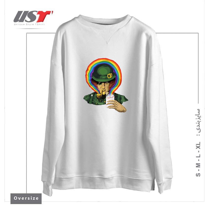 سوییشرت اورسایز طرح A CLOCKWORK CLOVER