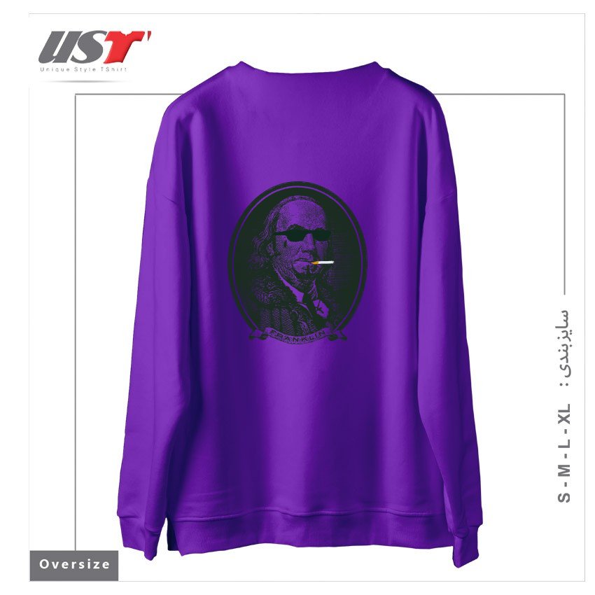 طرح ALL ABOUT DA BENJAMINS سوییشرت اورسایزرنگ بنفش