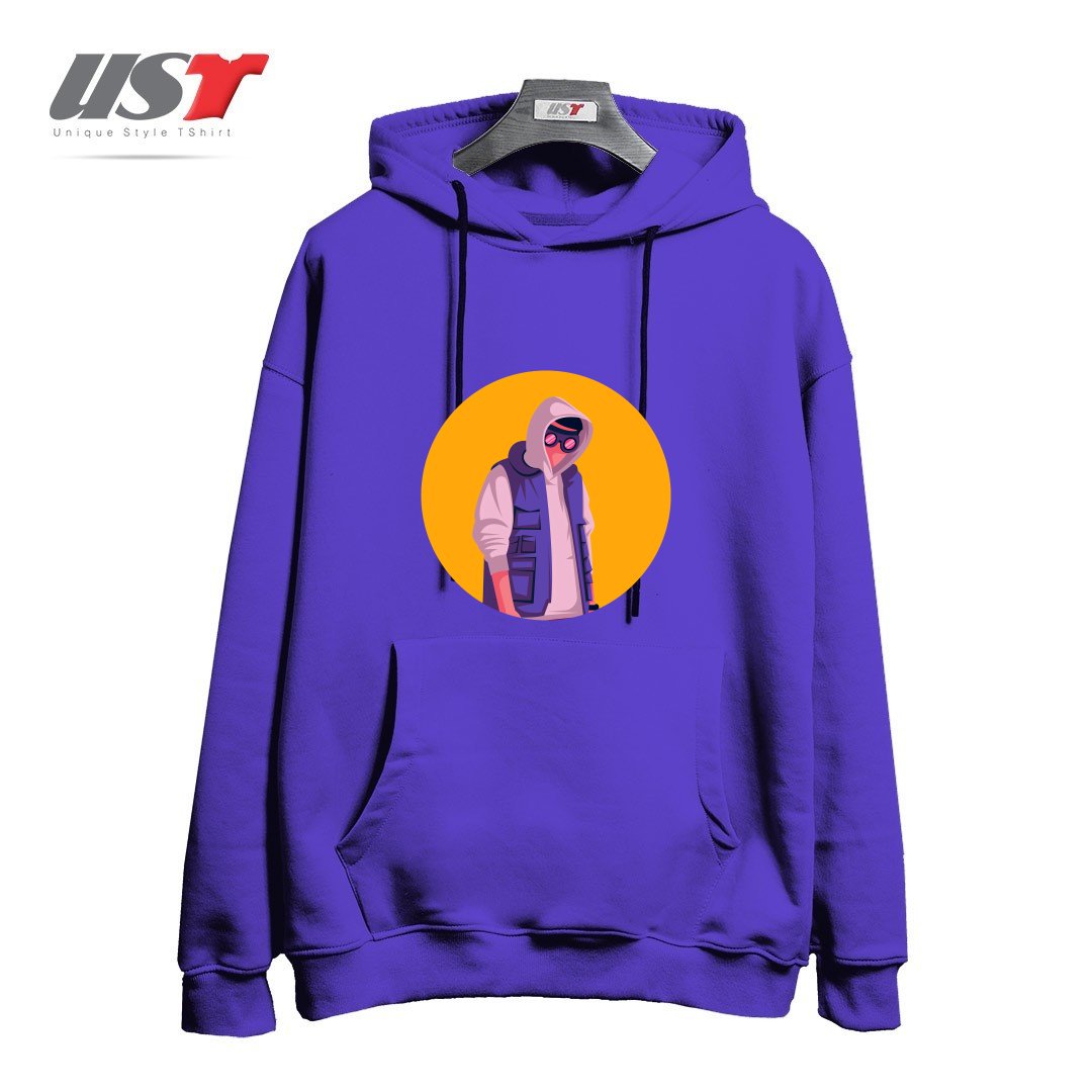 طرح lifestyle هودی اورسایزرنگ بنفش