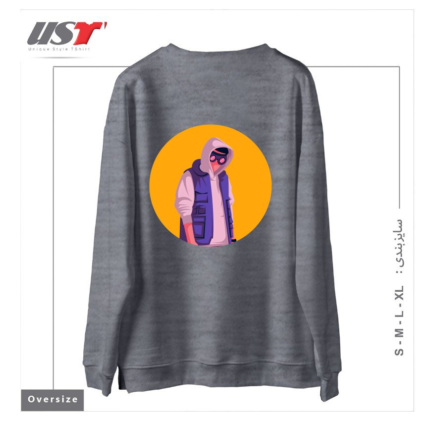 طرح lifestyle سوییشرت اورسایزرنگ طوسی ملانژ