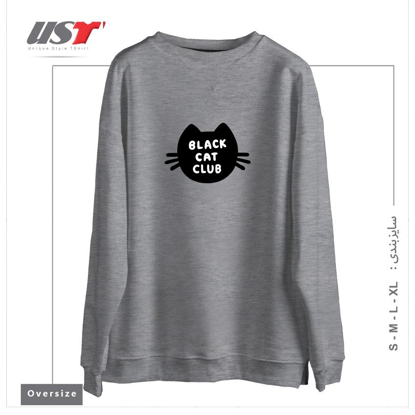 سوییشرت اورسایز طرح BLACK CAT CLUB